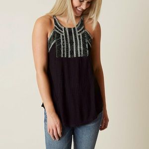 (A8) NEW Lucky Brand Beaded Velvet Tank Top, Size Large, NWOT